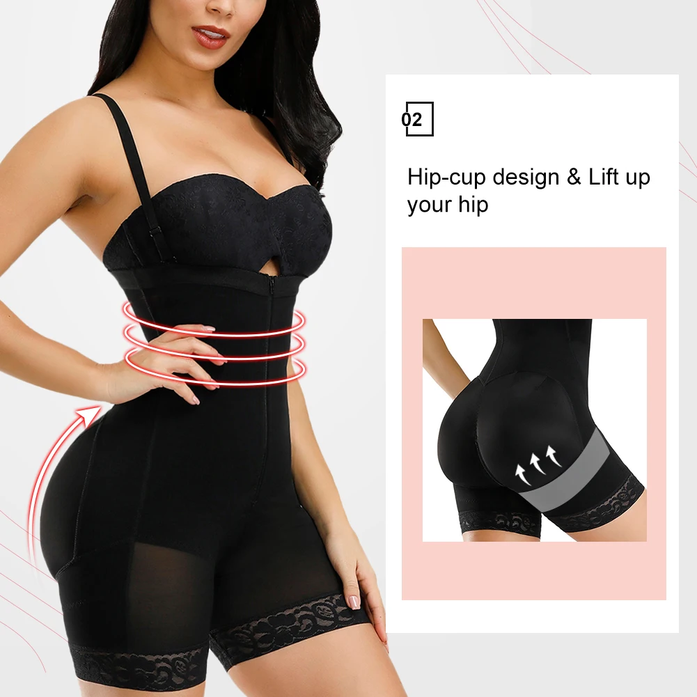 
Slim Body Shaper High Waist Double Control Adjustable Hooks And Zipper Slimming Full Body Shapewear For Women 