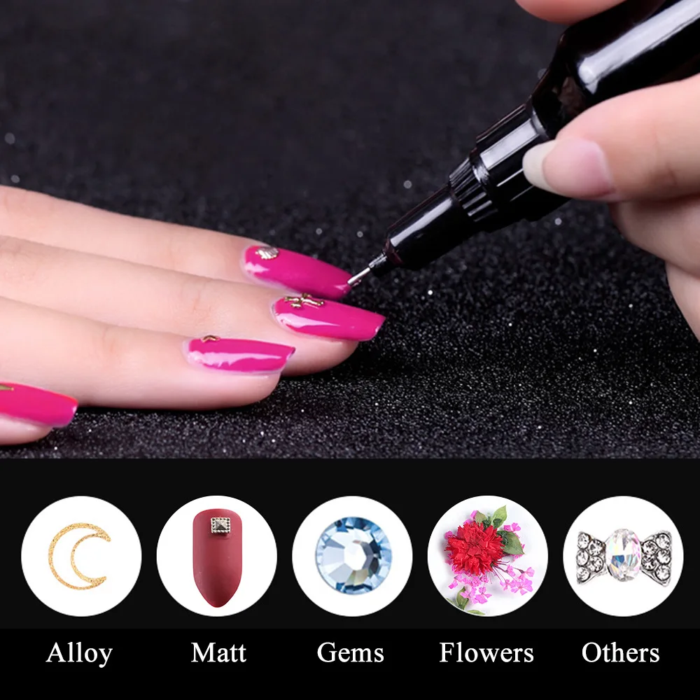 10ml UV Acrylic Needle Brush Nail Rhinestone Glue Clear Adhesives DIY Polish Studs Nail Art Accessory Easy Point Drill Gel