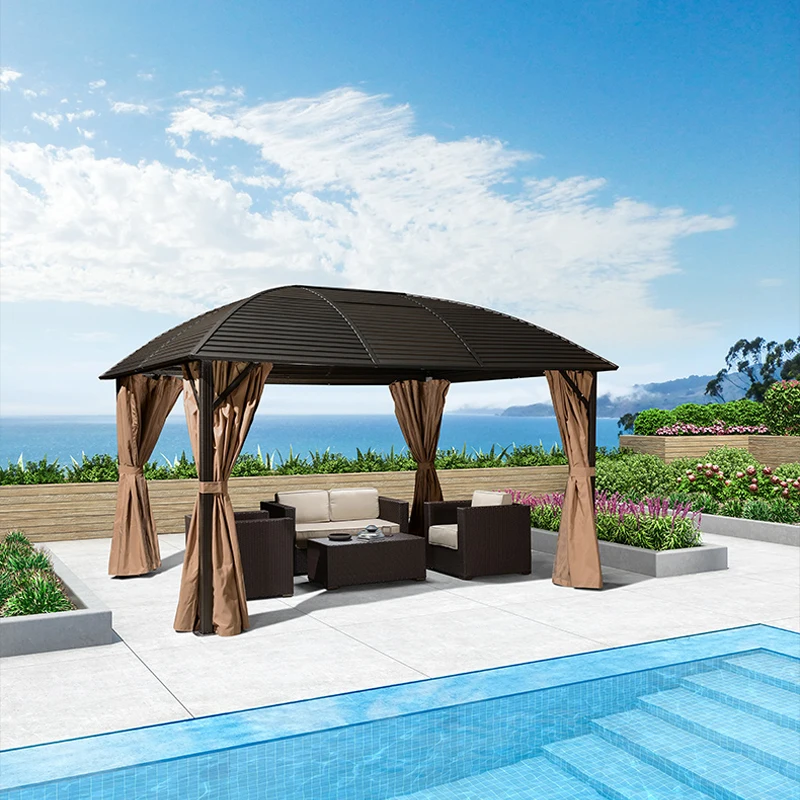 Goods in stock Backyard shade Large furniture 3*3.65m/3*4m Aluminum lawn awning for villa gazebo garden