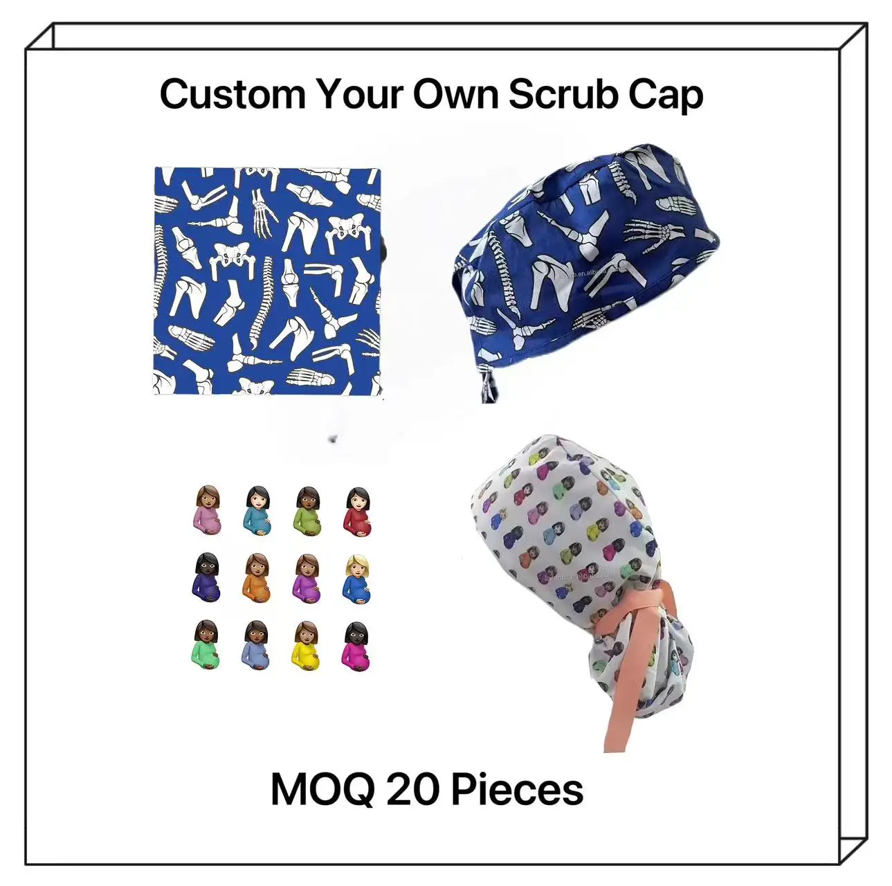 nurse doctor male short skull caps custom print logo scrub caps for short hair men hospital work uniform caps for nurse