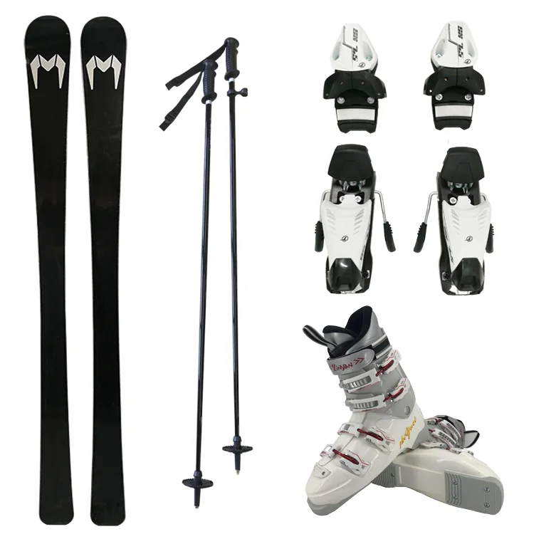 Winter sports mountain skis  set snow binding and snow boots shoes alpine ski adult ski