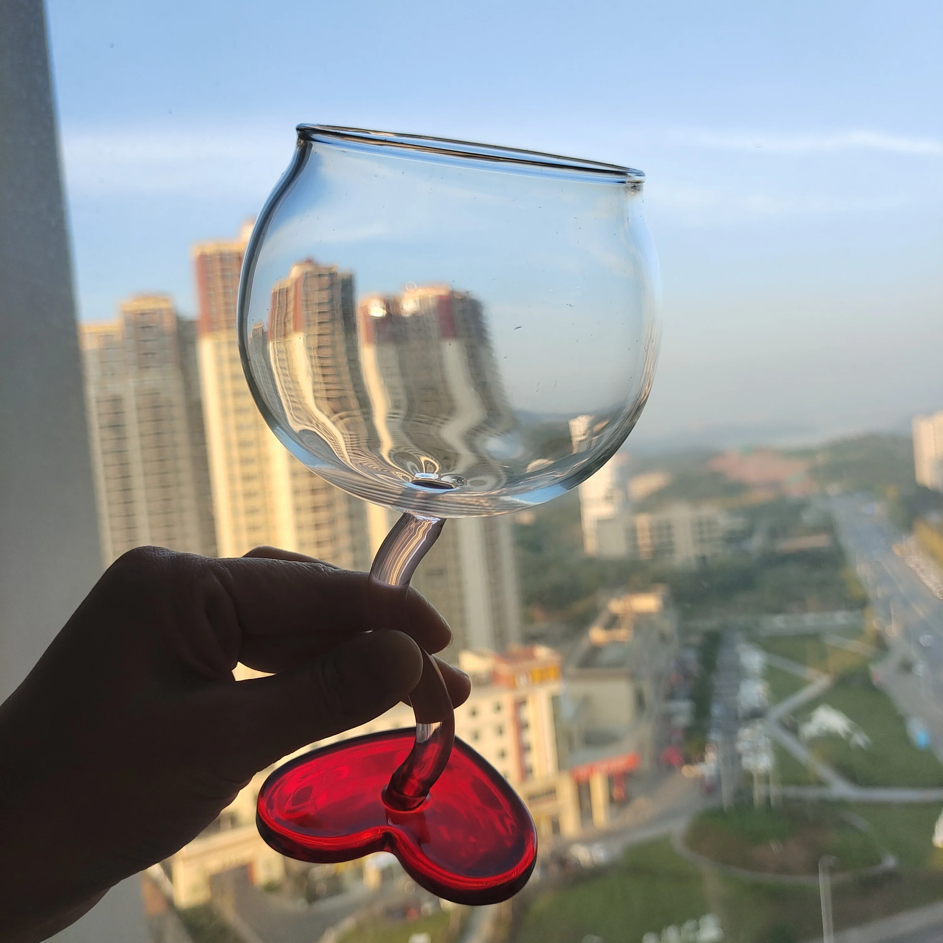 Superior quality champagne flute crystal heart shape cocktail glass goblet sweet lovely heart red wine glass cup for party bar