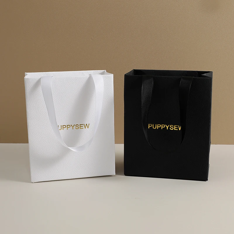 Custom Printed Paper Bags Cardboard Luxury White Kraft Paper Gift Bag With Ribbon Handle For Shopping Bag With Your Own Logo