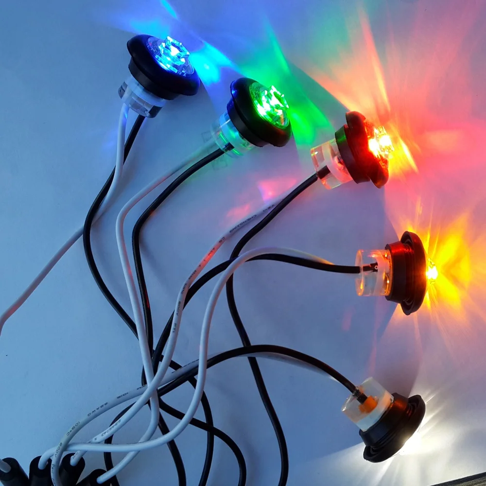 0.75 Inch Mini Round LED Marker & Clearance Light Trailer Side Marker Light Full Color Five-Pointed Star Light For Car Truck