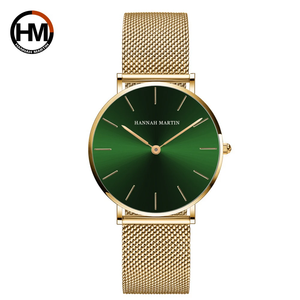 hannah CF36 presidential green girl clock low cost leather band Waterproof analog display Simple student watch company