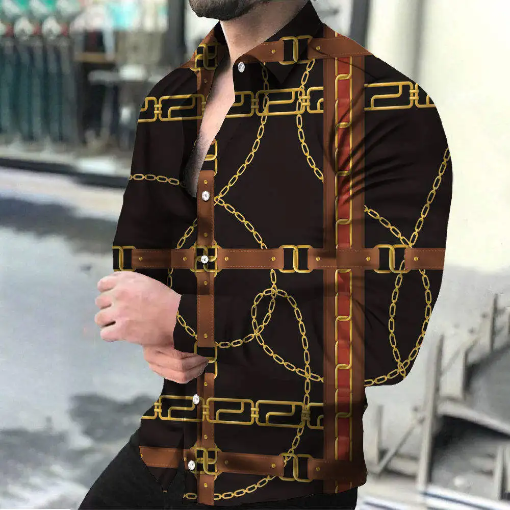 Fashion Hawaiian Shirts Custom 3D Print Long-sleeved Casual Mens Summer beach Shirts