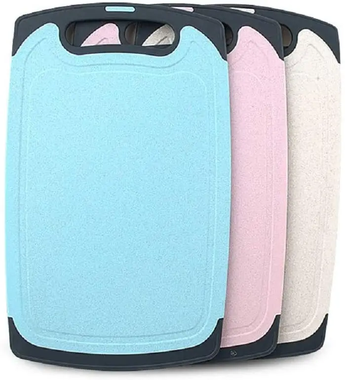 3 Pack Plastic Cutting Board BPA Free Professional Kitchen Coloured Cutting Boards