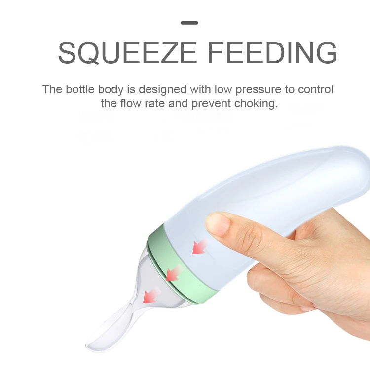 Portable Custom Logo Silicone New Baby Product Baby Feeding Bottle Spoon Set Flexy Squeeze Silicone Baby Bottles