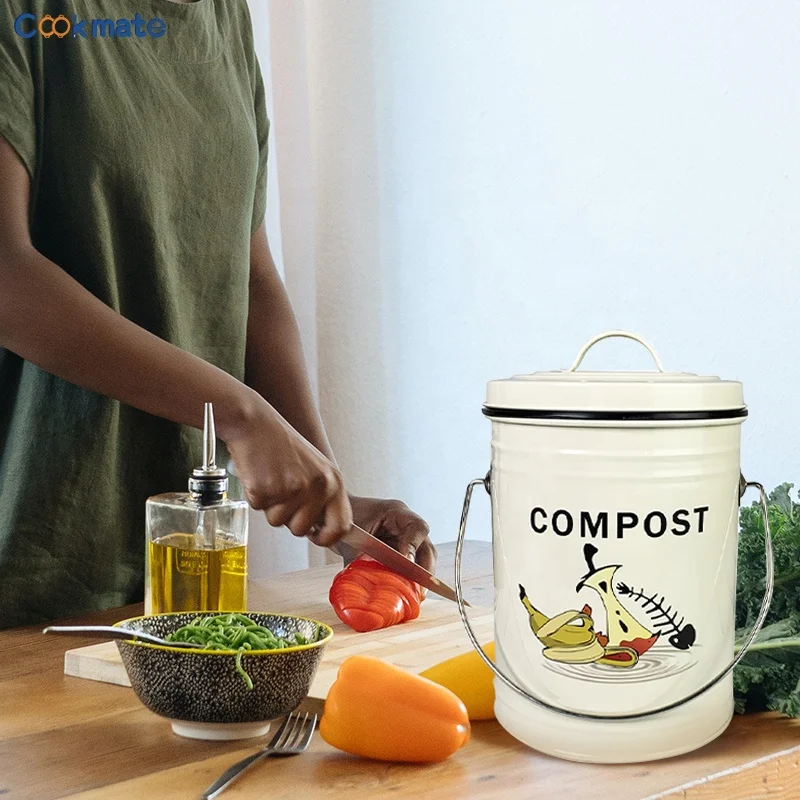 Round Trash Can Small Wastebasket, Garbage Bin Container with Swing-Close Lid, Kitchen, Bathroom, Home Office, Holds Waste