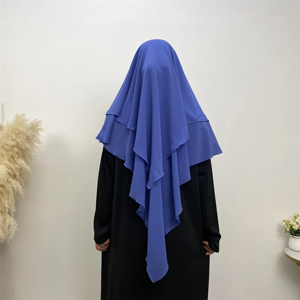 Muslim Crepe Long Hijab Khimar Caftan Turban Women Ramadan Prayer Garment Abaya Hijabs Scarf Wrap Islamic Dubai Saudi Niqab Tops