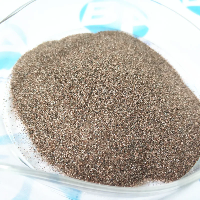 Brown fused alumina abrasive for rapid rust removal and stripping of paint