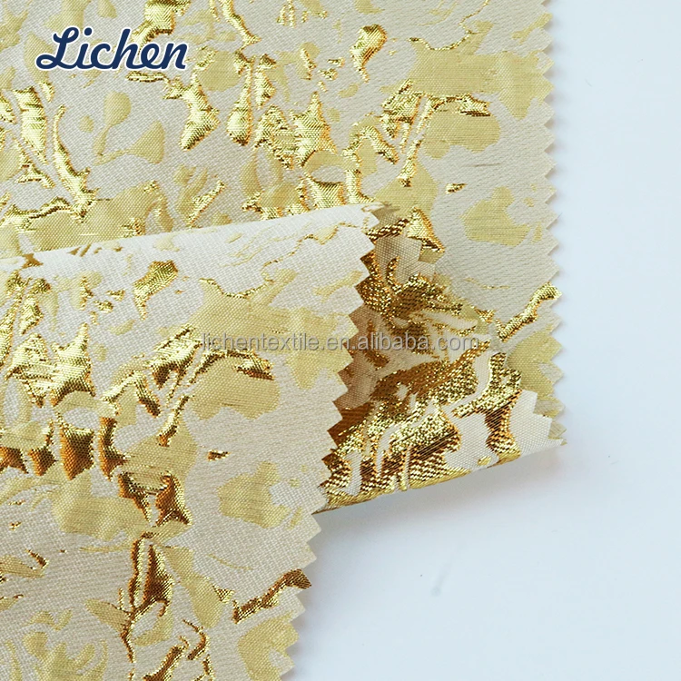 Designer American style gold glitter 66%Polyester 34%Metallic jacquard embroidery fabric for suit