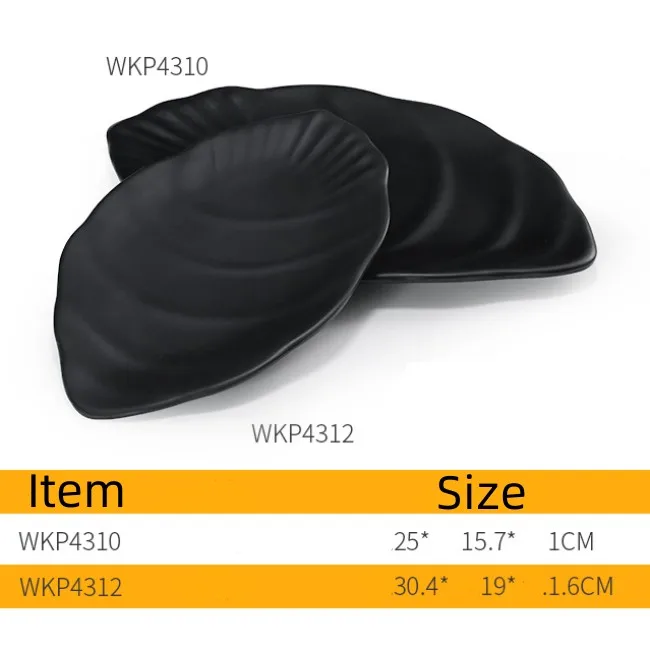 Eco Friendly Melamine Charged Salad Plate Boat Shape Black Melamine Plates Plate Dish