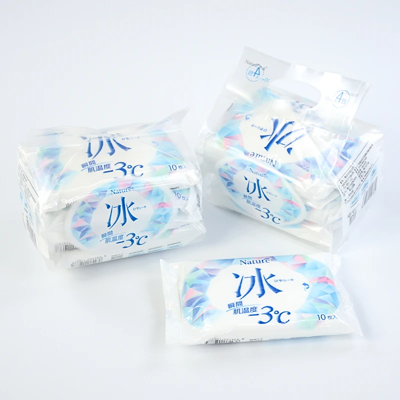 10pcs Adult Body Clean Wet Wipes Mint Essential Oil Ice Cool Wipes Skin Care Sports Cleaning Wipes