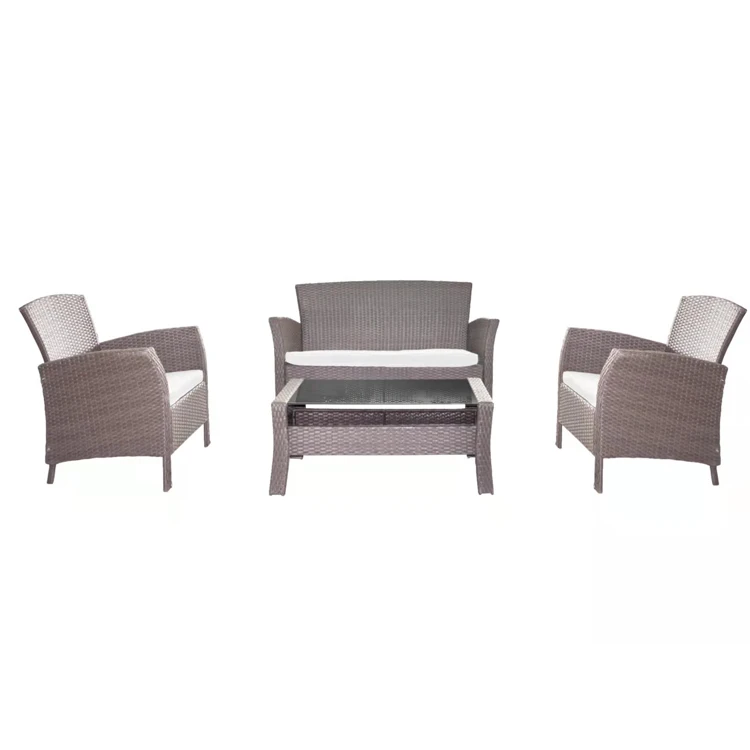 Best-selling  Simple 4PCS Patio Bistro Sets Rattan Outdoor Garden Sofa Chairs Sets Furniture Set