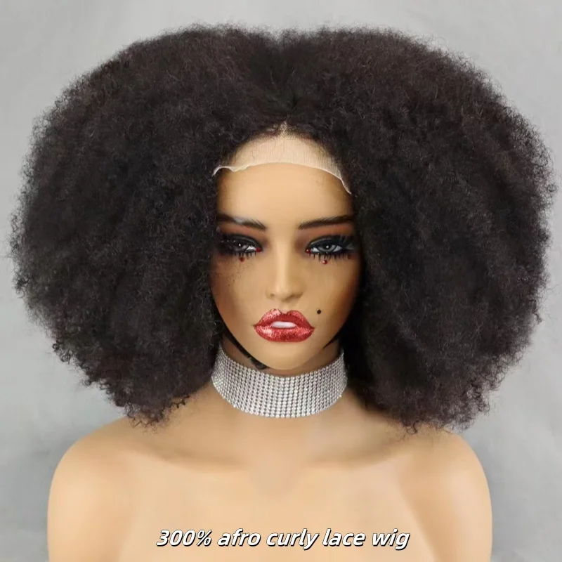 Letsfly Short 12 to 16 Inch Afro Kinky Curly Human Hair Wig 4X4 Lace Curly Bob Wigs For Women and Girls Free shipping