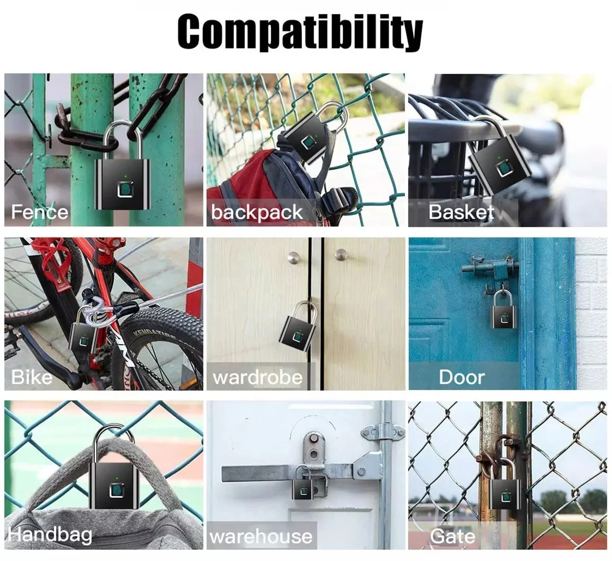 Бесключевой водонепроницаемый противокражный интеллектуальный замок, безопасный замок candado, интеллектуальный электронный блокиратор со сканером отпечатков пальцев