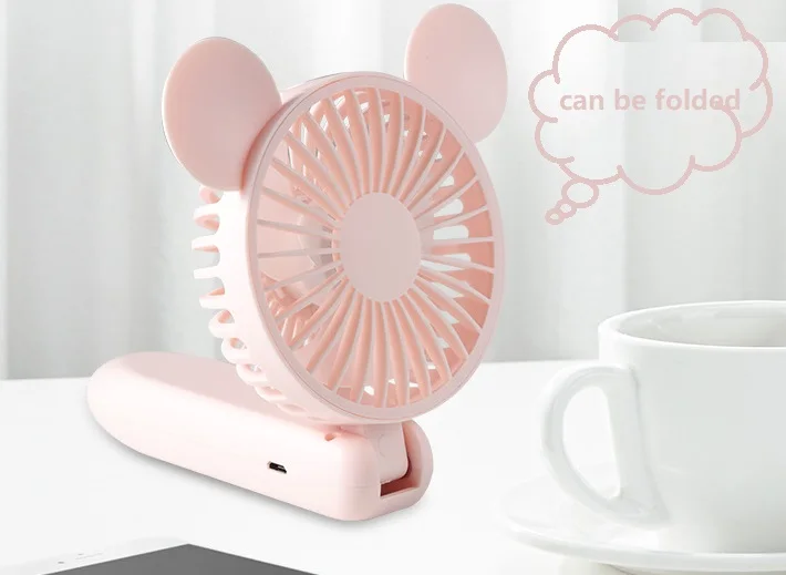 Mini electric fan Summer USB charging handheld folding with small night light  Large capacity long continued unsilted LOGO