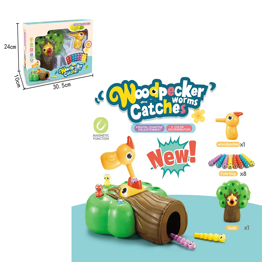 2022 Hot Selling Woodpecker Catch and Feed Game Magnetic Woodpecker Catching Worms Game Toy Set Hungry Woodpecker Toy for Kids