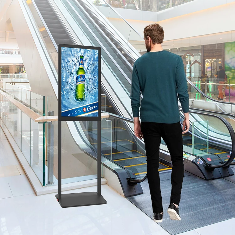 hushida portable digital signage 43 inch touch 4K screen vertical stand display advertising led screen