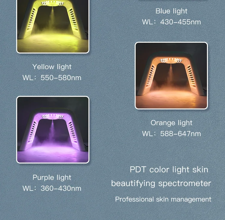 2022 Tri-folding led facial face lifting pdt light therapy machine device with cold spraying