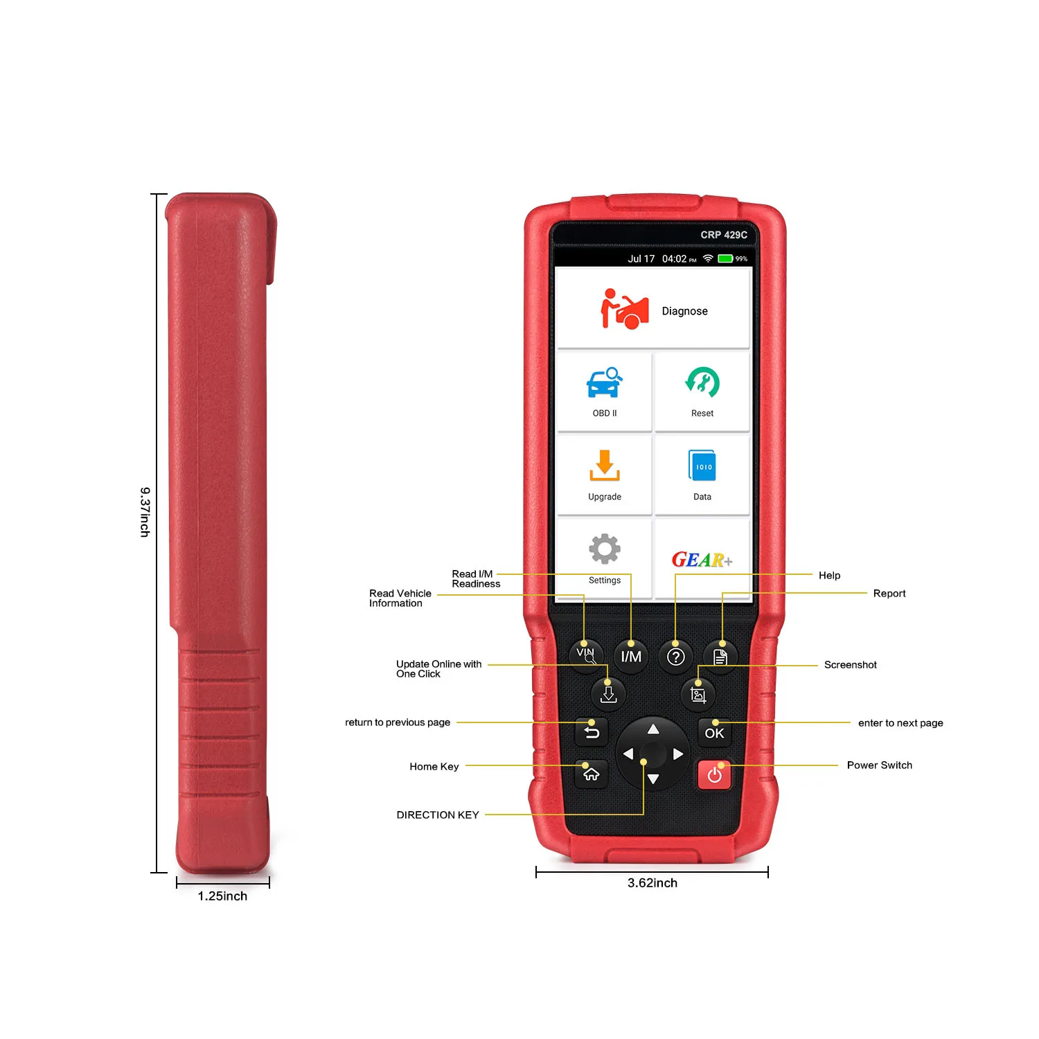 Считыватель кодов LAUNCH X431 CRP429C OBD2 сканер obd ii с поддержкой двигателя/ABS/подушки безопасности/AT + 11 инструмент для диагностики автомобиля OBD 2 CRP 429C