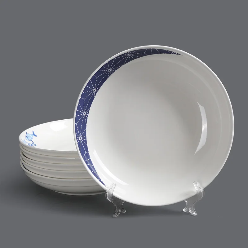 Clear Style Print Shape Accept Custom Size Tableware Ceramic Round Deep Dish Soup Plate