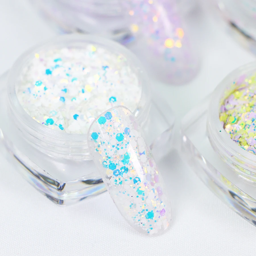 New 24 Colors Spring Glitter Nails Fine Glitter Powder Nail Mixed Size Friendly Cosmetic Glitter Powder set