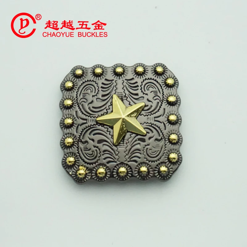 2024 Belt accessaries metal saddle rectangular black nickel with gold plating western conchos