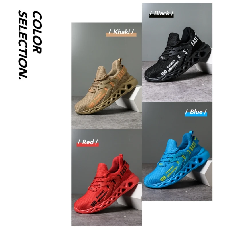 Toe Shoes for Men, Indestructible Work Sneakers with Puncture Proof Insole, Breathable Safety Shoes for Constr Comfortable Steel