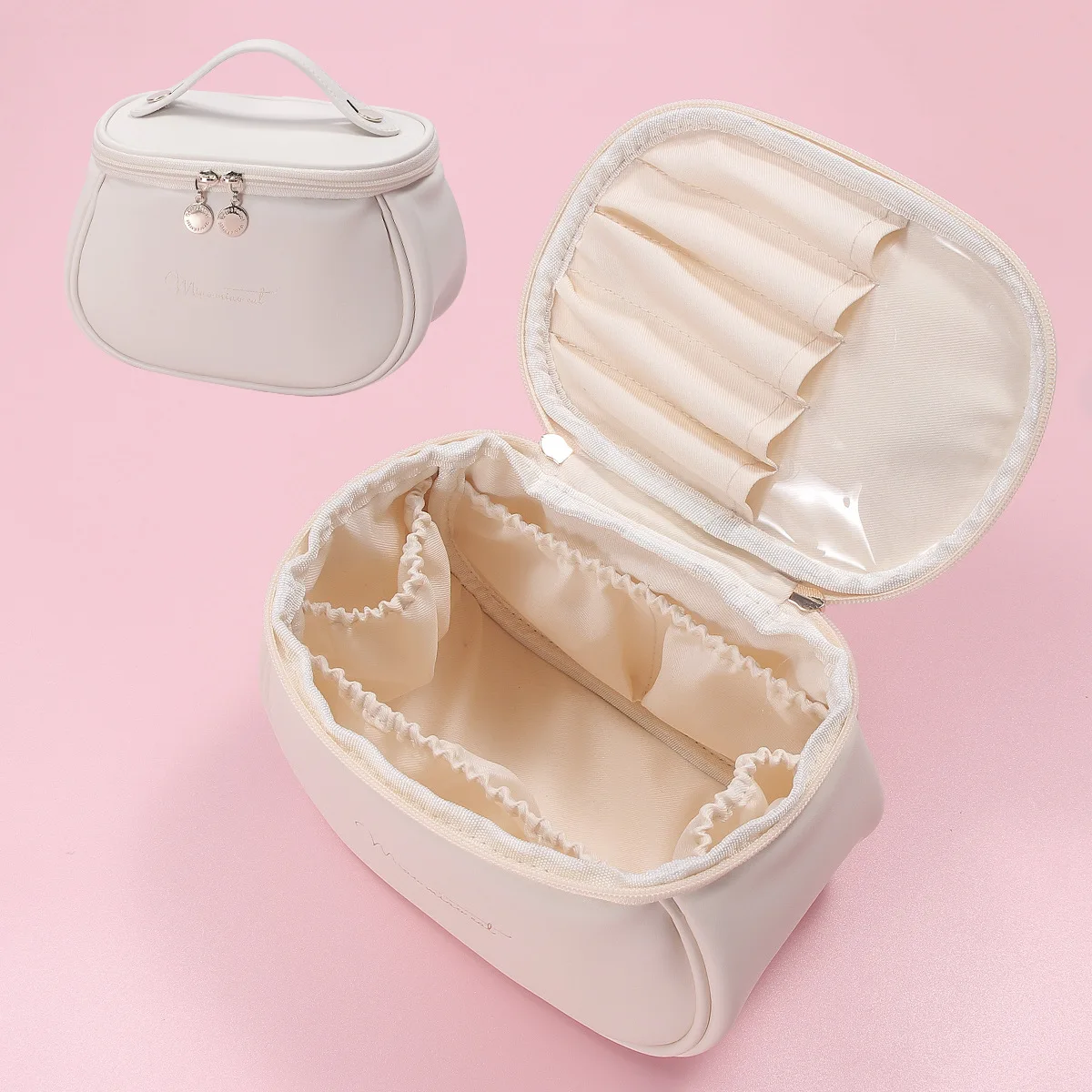 New woman makeup brush handbag Korean PU fashion tote toiletry bag travel storage large cosmetic bag wholesale