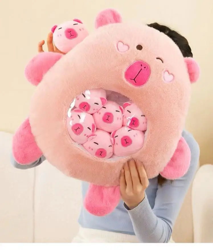 Pink Capybara Pillow Plushie Stuffed White Bunny Rabbit Style Snack Pillow A Bag Of Mini Dinosaur Soft Dolls Grey Koala Cushion