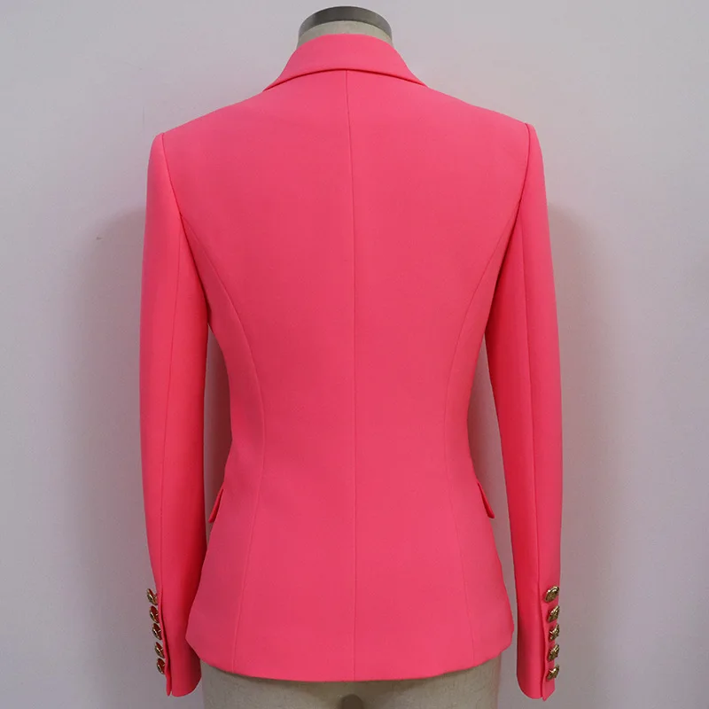 A4060 Office Wear Red Pink Khaki Double Breasted Pockets Slim Fashion Blazers Ladies Women
