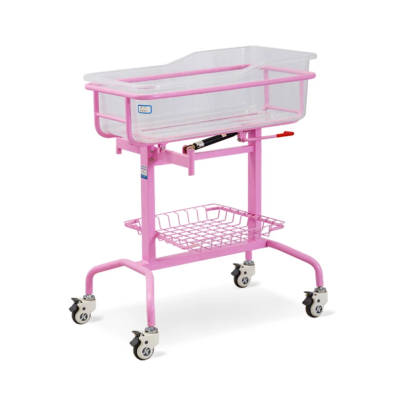 Casters Single Function Metal Baby Medical Bed Plastic Newborn Pediatric Bed Manual Babies Children Hospital Crib
