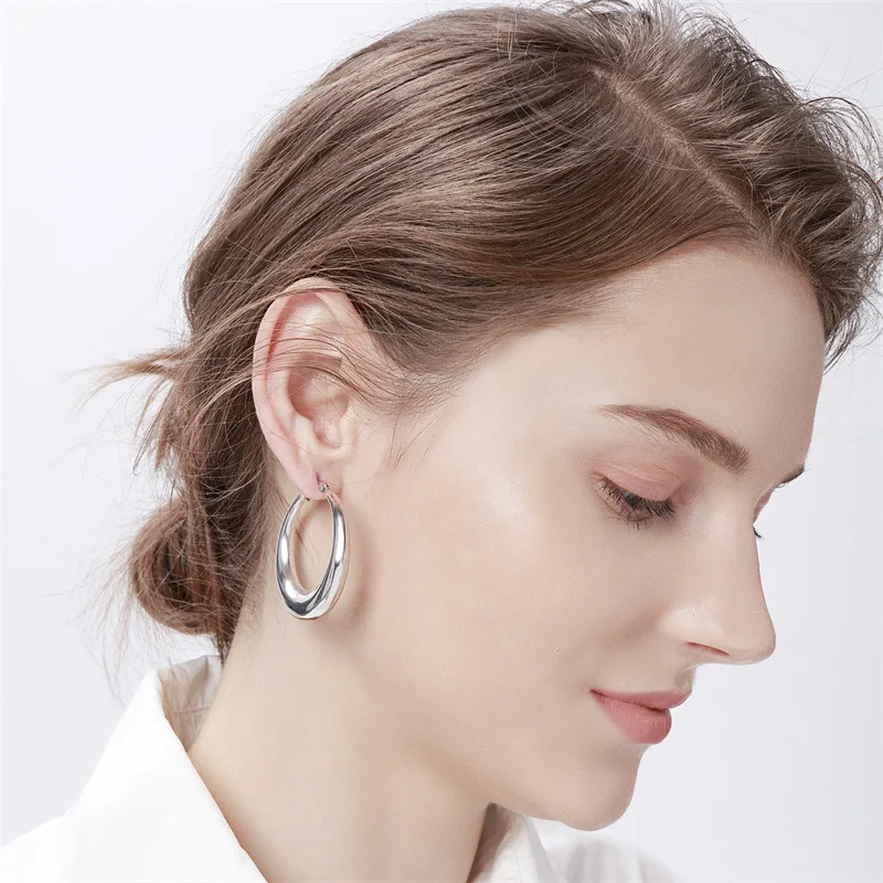 Statement Hollow Big Large Thick Chunky Earring Fashion 18k Gold Plated Stainless Steel Jewelry Hoop Earrings For Women 2021