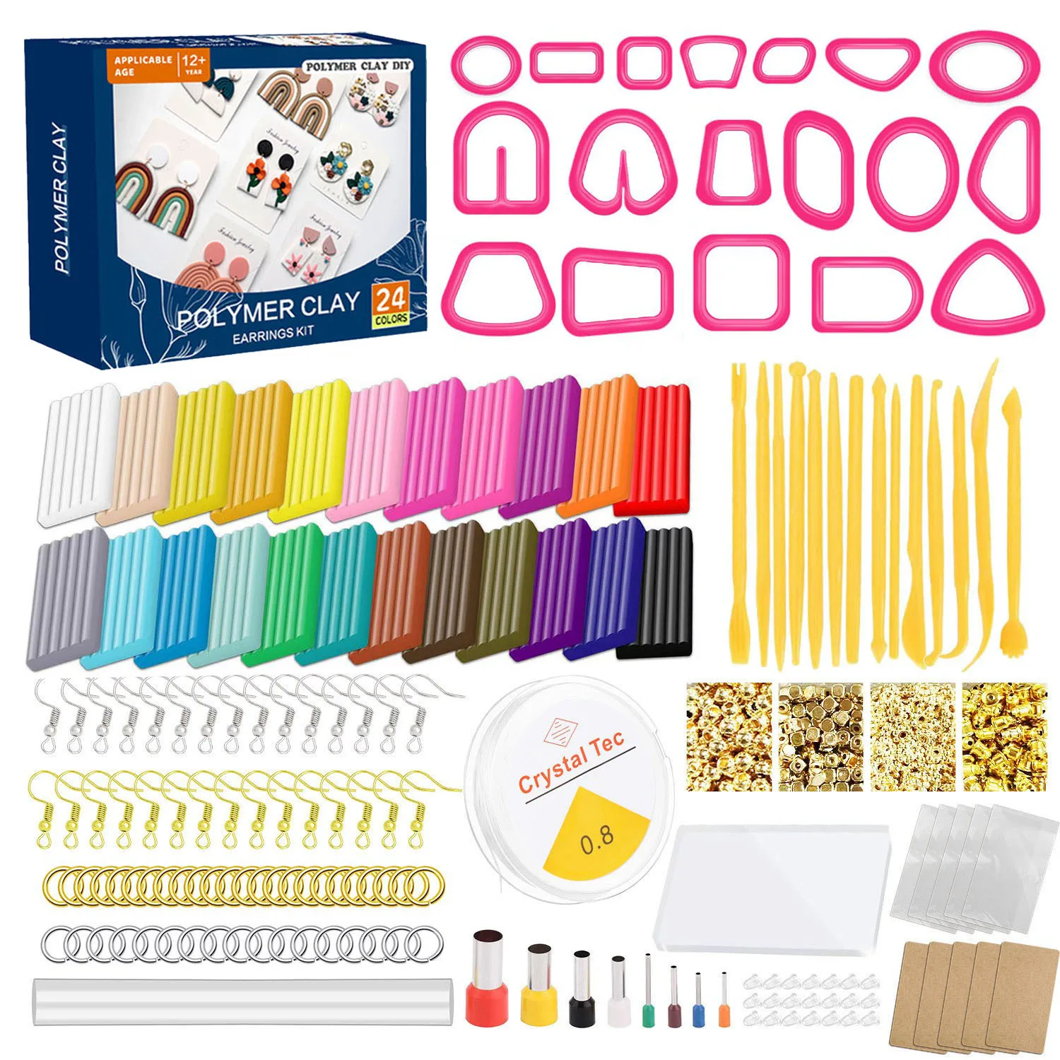 XinyiArt Safe and Non-Toxic 24 Polymer Clay Oven Baked Model Clay DIY Modeling Clay Starter Kits with Sculpting Tools  for Kids