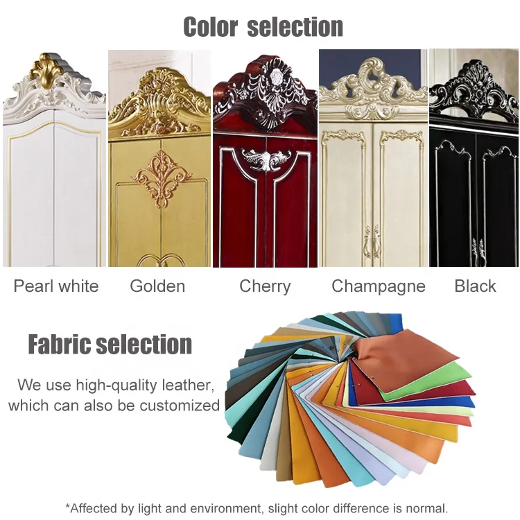 European palace deluxe king bed customized golden bedroom set storage newlywed double bed