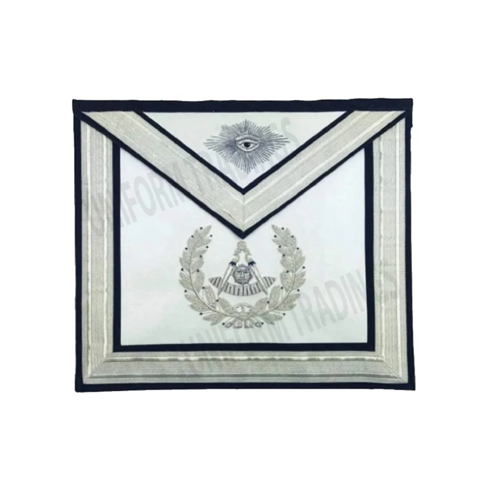 Freemasons Masonic Past Master Silver Embroidered Apron