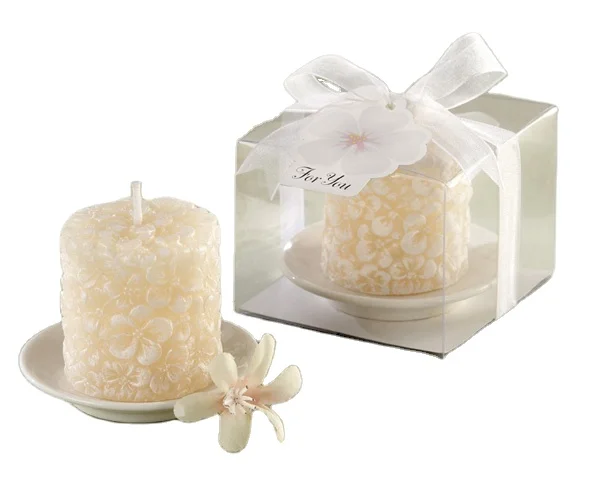 Wedding Return Gifts Flower Cylinder Candle