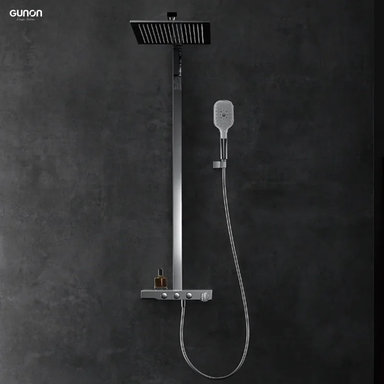 
High quality luxury bathroom three function exposed wall mounted shower mixer faucet set 