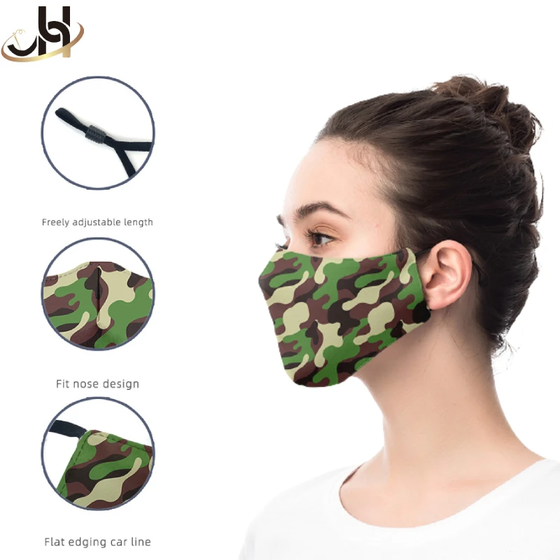 JH Wholesale Face Mask Custom Logo Washable Reusable Sublimation Fashion Winter New Design Cotton Cloth Party Maskes