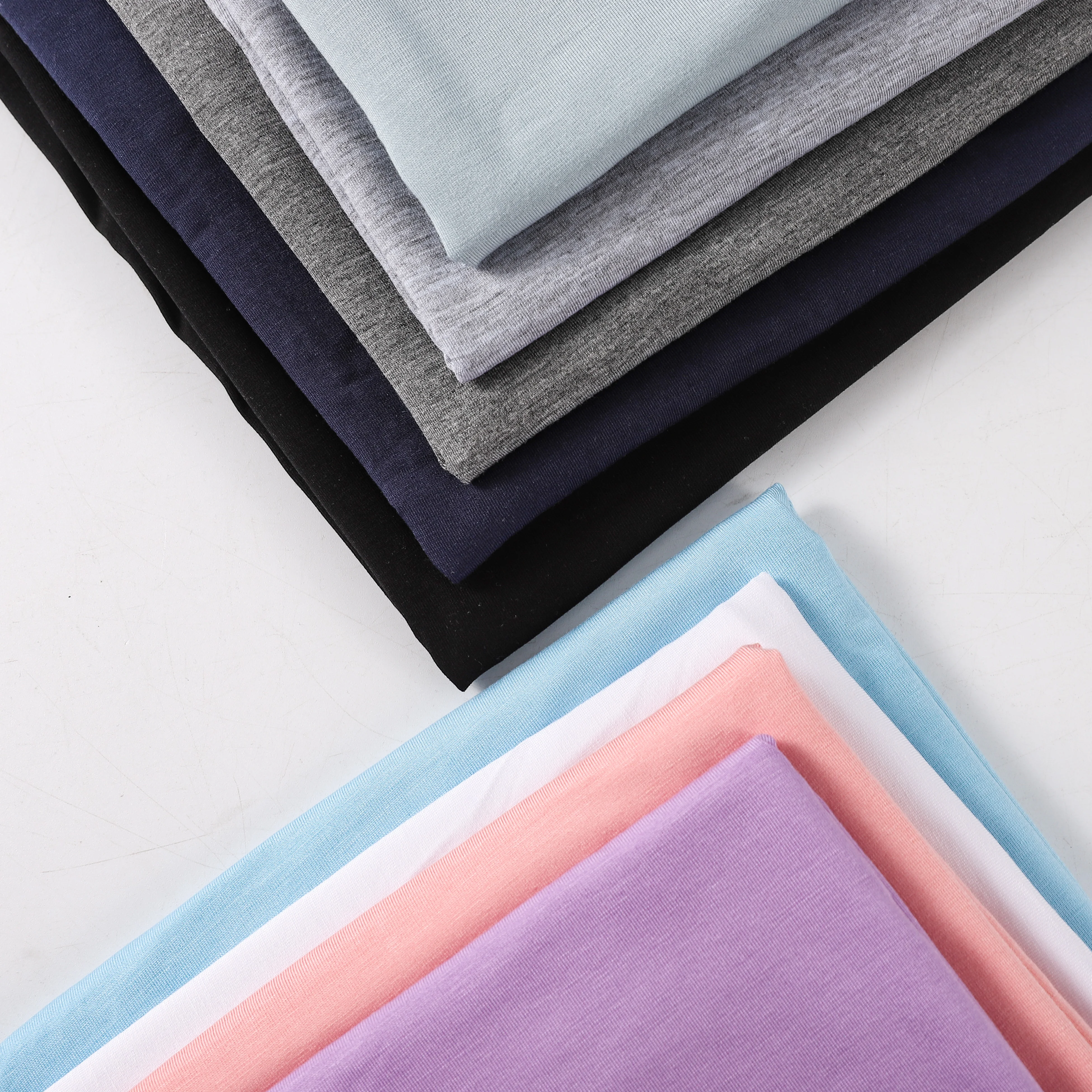 Stock Dyed Single Jersey Bamboo Fabric for Woman Tshirt Spandex Fabric Antibacterial