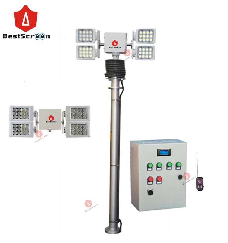 4.2 m pneumatic telescopic pole  with light 4.2m pneumatic telescopic lighter mast