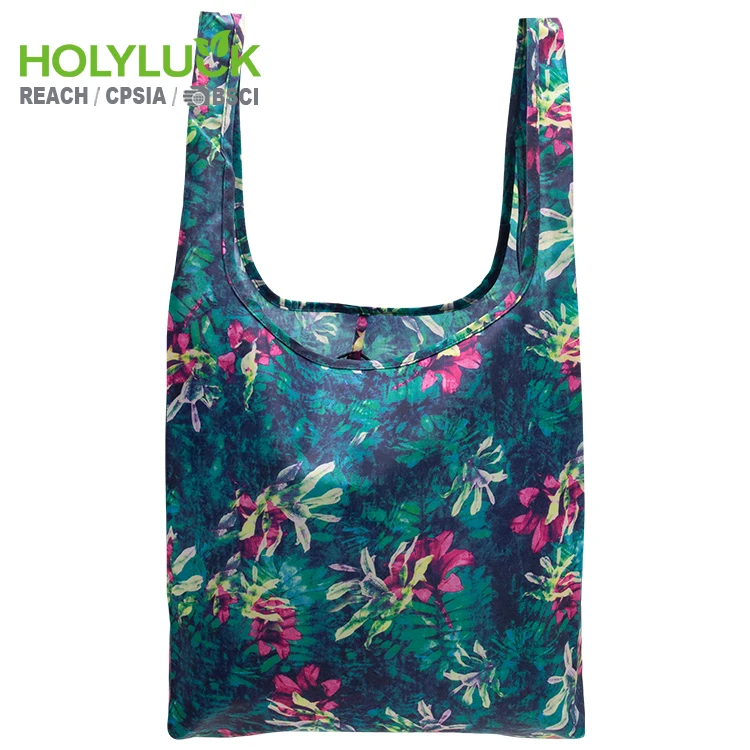 Laminated printed private label reusable animal print foldable roll shipping shopping bags