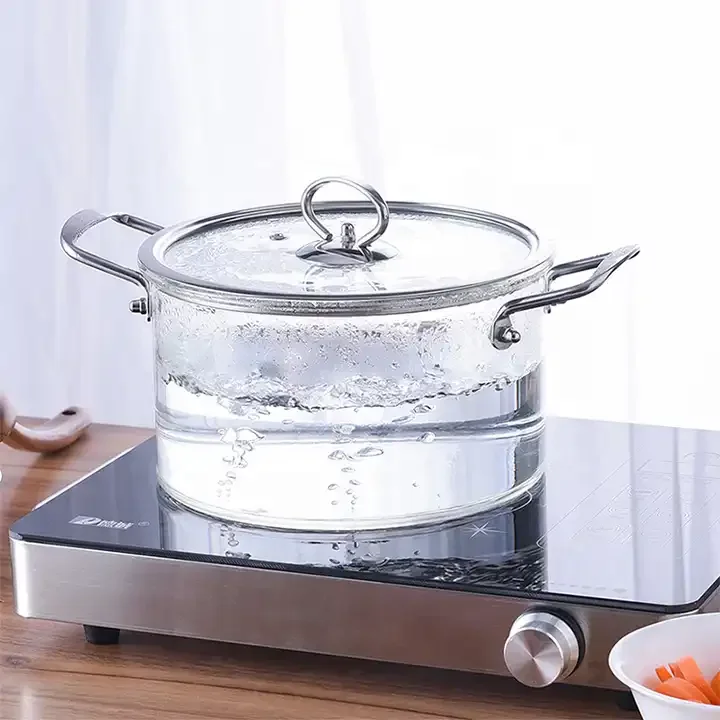 Top Seller Kitchen Accessories Handmade High Borosilicate Glass Pot With Ss Handle friendly Glass