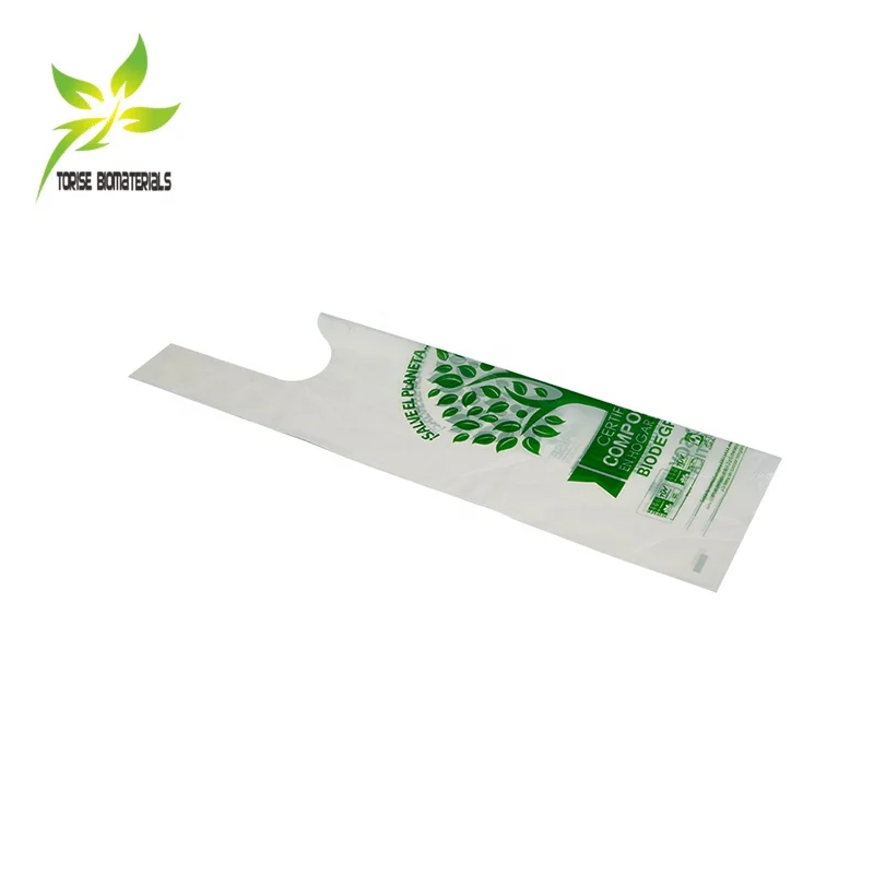 Customizable Accept Bioplastic T Shirt Bag Biodegradable Bags Custom Printed 100% Compostable Plastic Cornstarch Bags