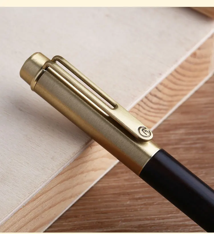 MAJOHN M7 Brass cap solid wood fountain pen adult student writing rotating ink absorbing gift boxed stationery made in China