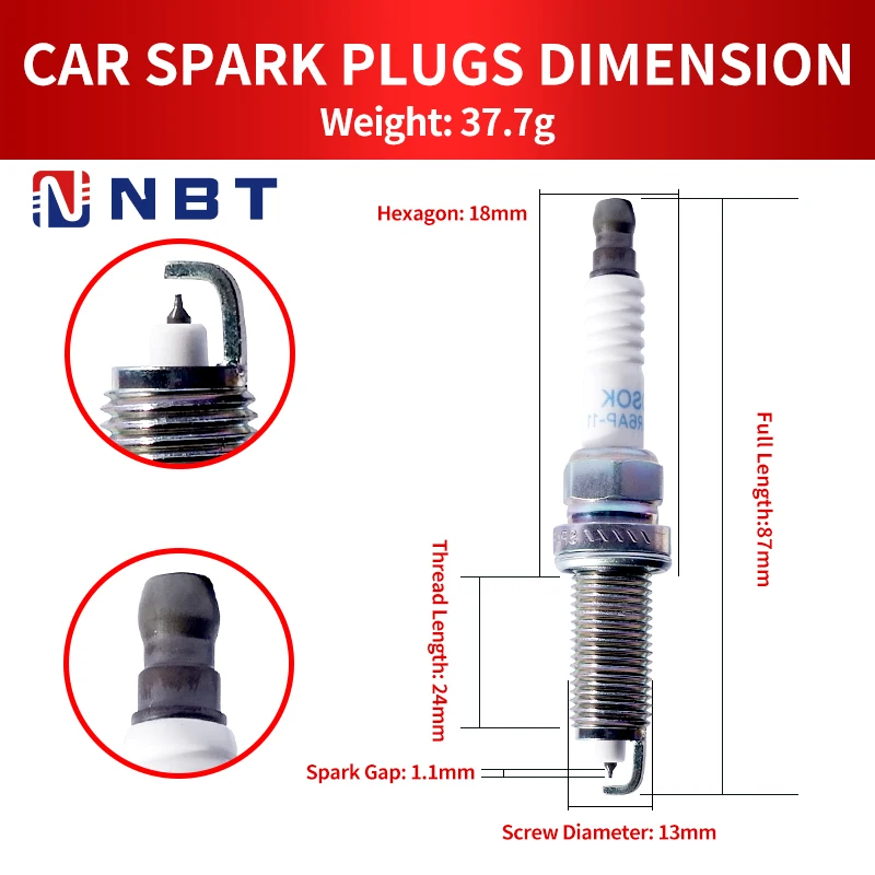 NBT Professional Car Parts Automotive Engine Spark Plugs LZKAR6AP11 Double Iridium Factory Spark Plug for General Ignition