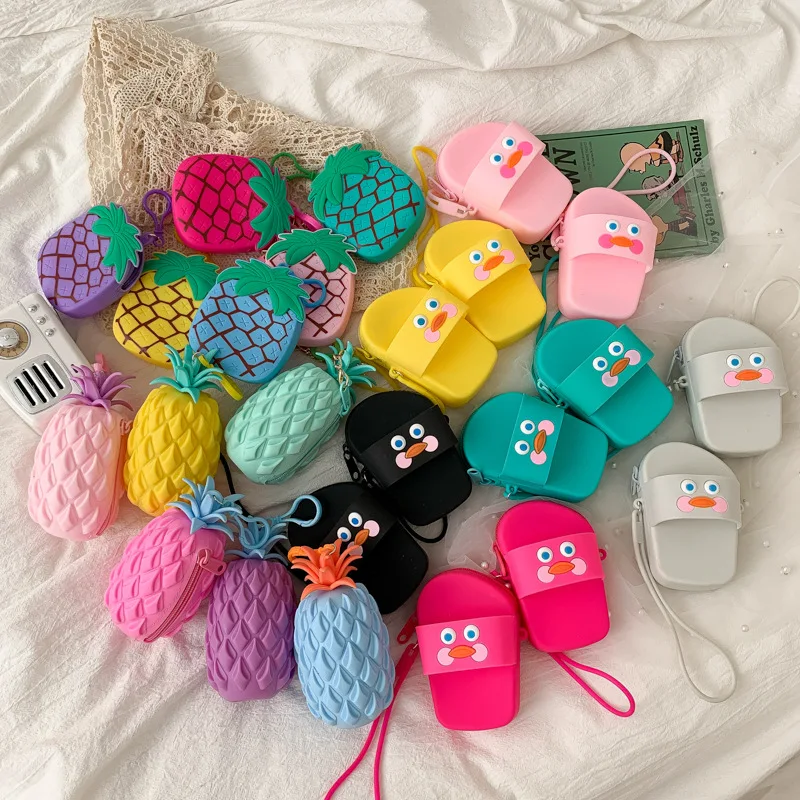 wholesale new cartoon children kids mini cute small silicone wallet money key penny coin handbag boy hand purse bags for girls