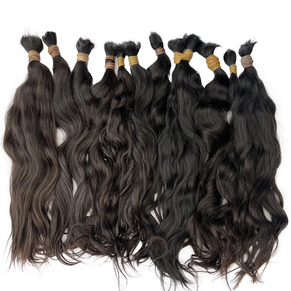 Raw Human Hair Bulk Single Donor Regular/Water Wavy Hair Extensions Bouncy Hair Bundles Wholesale Price